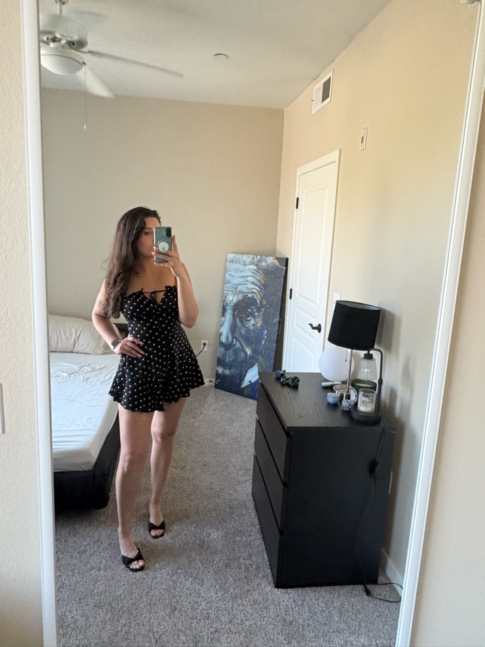 NWT Fashion Nova Black & White Polka Dot Tie-Front Romper